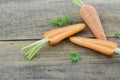 Triangle made of carrot and cut on wooden rustic Royalty Free Stock Photo