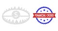 Triangle Mesh Bank Trap Icon and Distress Bicolor Financial Crisis Seal