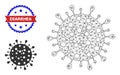 Triangle Mesh Coronavirus Icon and Scratched Bicolor Diarrhea Seal Royalty Free Stock Photo