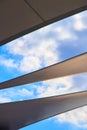 Triangle modern luxury awning with blue sky and sunshine reflection