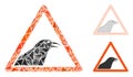 Triangle Mosaic Bird Warning Icon and Vector Mesh 2D Model