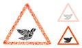 Triangle Mosaic Bird Warning Icon and Vector Mesh Wire Frame Model
