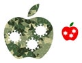 Triangle Mosaic Infected Apple Icon in Camouflage Military Color Hues