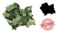 Triangulated Mosaic Map of Lesser Poland Province and Grunge Military Badge