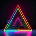 Triangle neon summer frame. Created with Generative AI