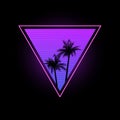 Triangle with palm trees in the style of the 1980s. Royalty Free Stock Photo