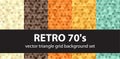 Triangle pattern set Retro 70s Royalty Free Stock Photo