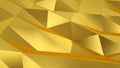 Triangle polygon shapes background. 3D deco geometric gold.