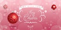 Merry Christmas card.Red Christmas and New Year Text on grey Xmas background with snow snowflake.Typography for Christmas and wint