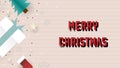 Merry Christmas card.Red Christmas and New Year Text on grey Xmas background with snow snowflake.Typography for Christmas and wint