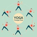 Triangle pose, yoga set illustration, yoga exercise vector Royalty Free Stock Photo