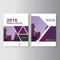 Triangle purple annual report Leaflet Brochure Flyer template design, book cover layout design Royalty Free Stock Photo