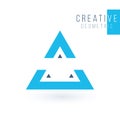 Triangle Pyramid Abstract geometrical logo design. Business identity tech element. Stock Vector illustration isolated on white Royalty Free Stock Photo