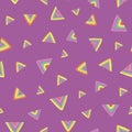 Triangle rainbow prism texture seamless vector pattern Cute cartoon illustration for nursery fabric, background, wallpaper,