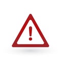 Triangle Red warning sign, vector illustratiopn isolated on white background Royalty Free Stock Photo