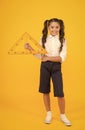 Triangle right angle. Math stem architecture faculty. Measuring equipment. Kid cute school student study mathematics Royalty Free Stock Photo