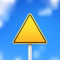 Vector triangle road sign on blue sky background Royalty Free Stock Photo