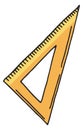 Triangle ruler icon. Math doodle. School symbol