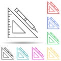 triangle ruler multi color style icon. Simple thin line, outline vector of measuring Instruments icons for ui and ux, website or Royalty Free Stock Photo