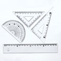 Triangle ruler and protractor and ruler set Royalty Free Stock Photo