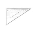 Triangle ruler ten cm. Vector math geometry transparent plastic school and office accessories. Centimeter scale. Graphic realistic