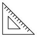 Triangle ruler thin line icon. Centimeter vector illustration isolated on white. Measure outline style design, designed