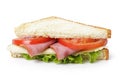 Triangle sandwich with ham, cheese and vegetables Royalty Free Stock Photo