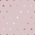 Triangle seamless pattern. Repeating glam background design beauty prints. Repeated glitter lattice. Rose gold foil. Gift wrapper