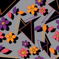 Triangle serious with flower free seamless pattern