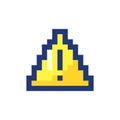 Triangle shaped caution sign pixelated RGB color ui icon