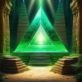 Triangle shaped green crystal mystical fantasy