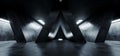 Triangle Shaped Grunge Concrete Sci Fi Futuristic Elegant Empty Dark Reflective Big Hall Scene Alien Ship Room Tunnel Corridor