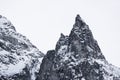 Triangle shaped snow cap mountain in the Polish Tatrah