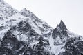 Triangle shaped snow cap mountain in the Polish Tatrah