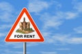 Triangle sign with house (for rent) Royalty Free Stock Photo