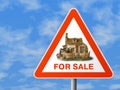 Triangle sign with house (for sale) Royalty Free Stock Photo