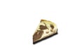 Triangle slice piece of homemade chocolate marble cheese cake on white background with clipping path. Delicious, soft and moist