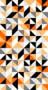 Triangle and square seamless pattern of black, orange and white color vector background. Royalty Free Stock Photo