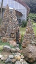 triangle stone in front of the flower garden bedugul bali