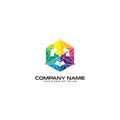 Triangle Tech Abstract Colorful Logo cubes vector