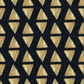 Triangle texture. Golden paint. Seamless pattern. Royalty Free Stock Photo