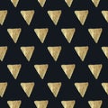 Triangle texture. Golden paint. Seamless pattern. Royalty Free Stock Photo