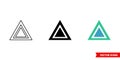 Triangle in triangle icon of 3 types color, black and white, outline. Isolated vector sign symbol. Royalty Free Stock Photo