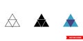 Triangle in triangle icon of 3 types color, black and white, outline. Isolated vector sign symbol. Royalty Free Stock Photo