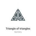 Triangle of triangles vector icon on white background. Flat vector triangle of triangles icon symbol sign from modern geometry Royalty Free Stock Photo