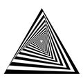 Triangle, triangular opart, optical art geometric illustration with rotation distort, deform effect