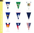 Triangle USA states flag set, stylized state flags
