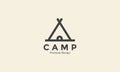 triangle wood camp line logo symbol icon vector graphic design illustration