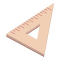 Triangle wooden ruler icon, cartoon style