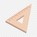 Triangle wooden ruler icon, cartoon style